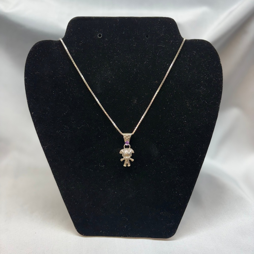 Carol Felley Troll Doll Necklace Unisex OS Silver Excellent 1995 Sterling 925